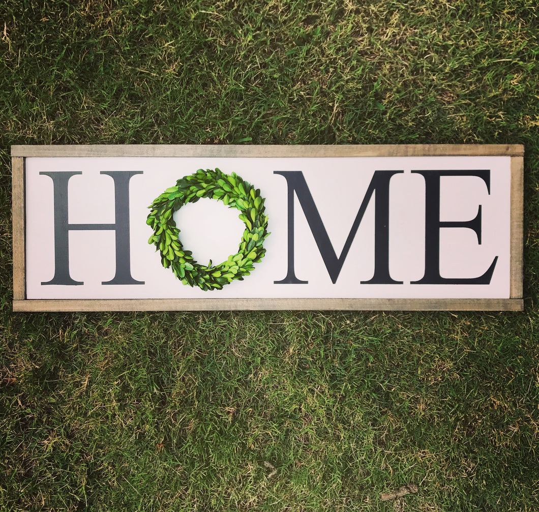 HOME with Small Wreath - Horizontal